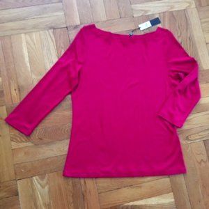 Talbots Hot Pink M 3/4 sleeve cotton/modal top NWT
